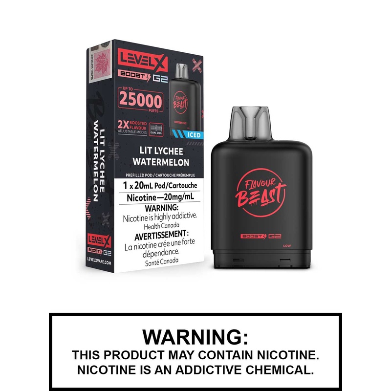 Lit Lychee Watermelon Iced Flavour Beast Level X Boost G2 Pods