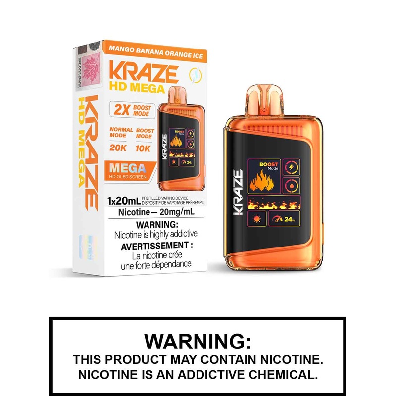 Mango Banana Orange Ice Kraze HD Mega Disposable Vape