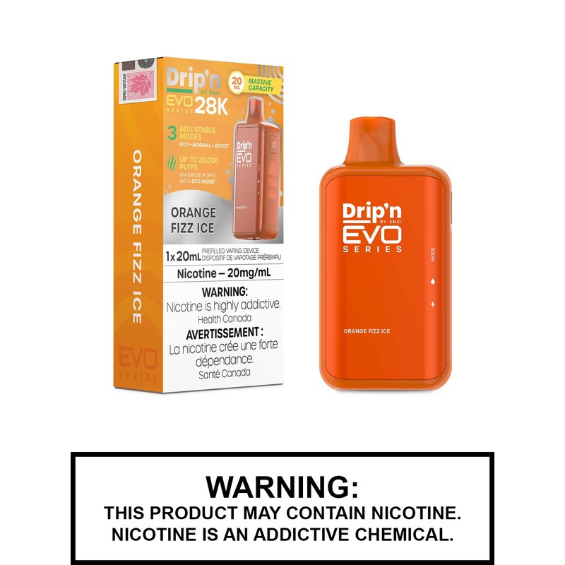 Orange Fizz Ice Drip’n EVO 28K Disposable Vape