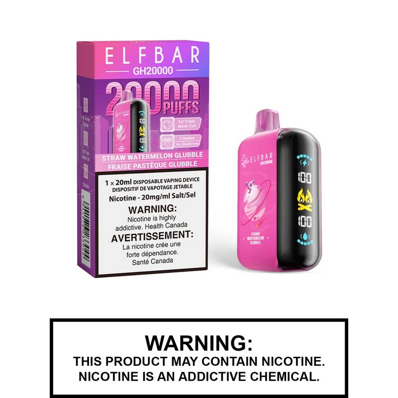 Straw Watermelon Glubble Elf Bar GH20000 Disposable Vape