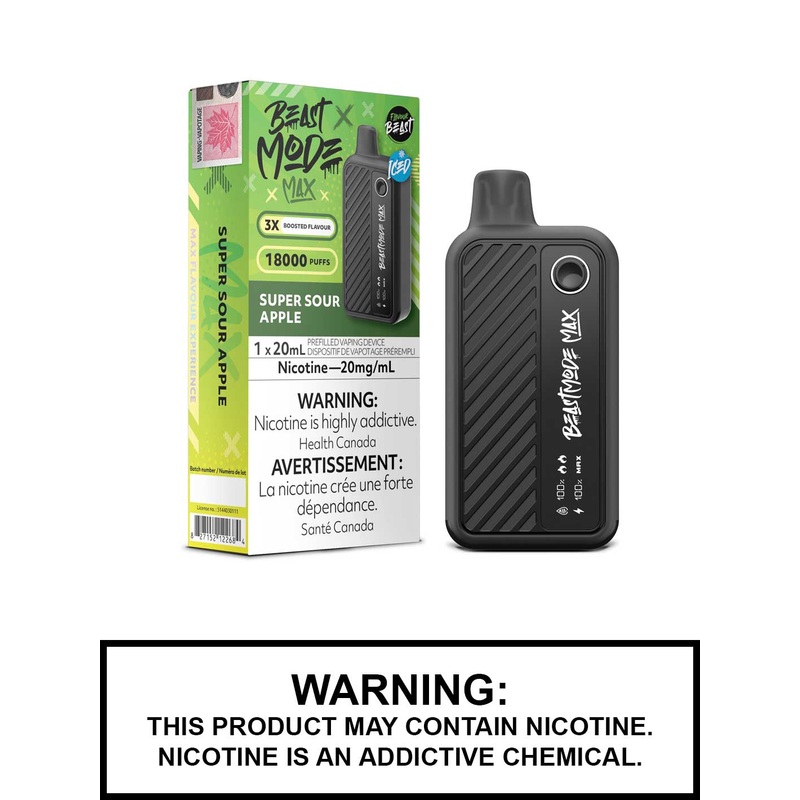 Super Sour Apple Iced Flavour Beast Beast Mode Max Disposable Vape