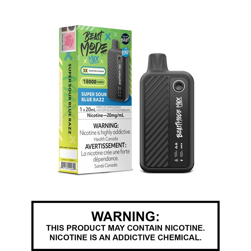 Super Sour Blue Razz Iced Flavour Beast Beast Mode Max Disposable Vape
