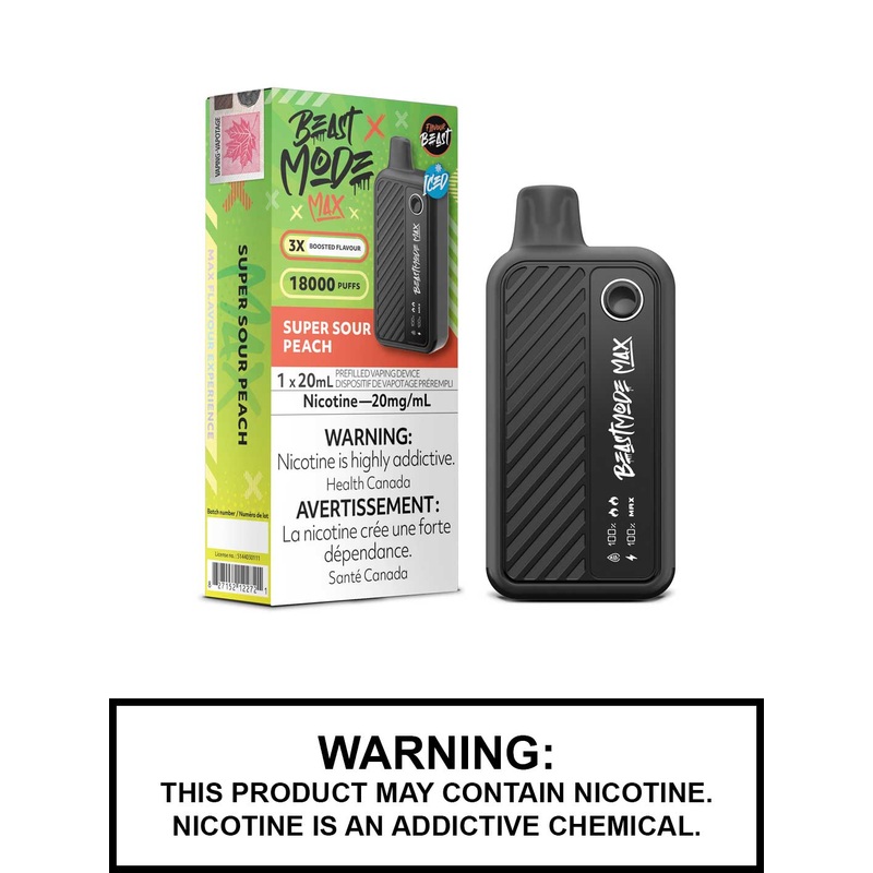 Super Sour Peach Iced Flavour Beast Beast Mode Max Disposable Vape