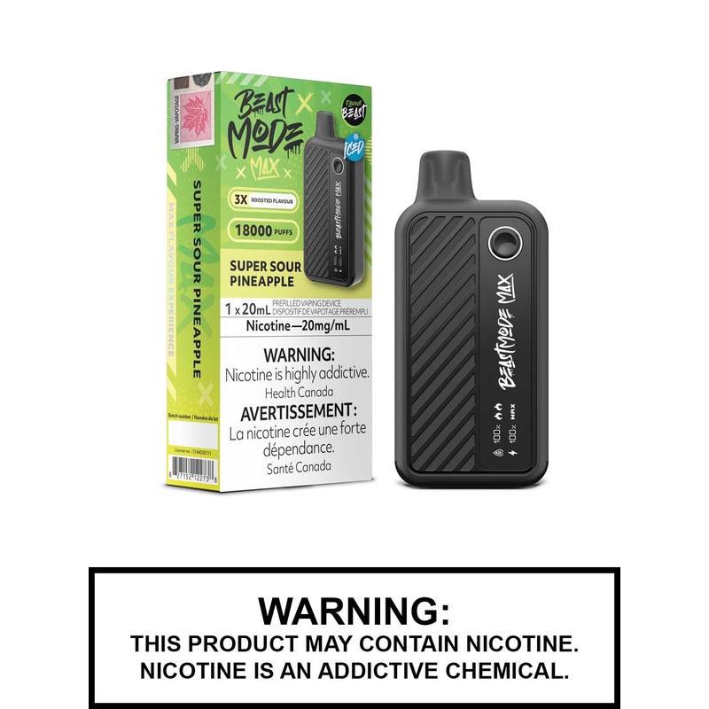 Super Sour Pineapple Iced Flavour Beast Beast Mode Max Disposable Vape