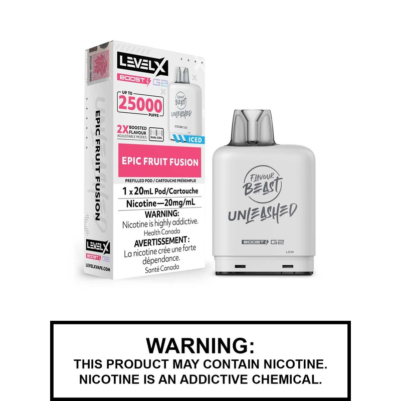 Epic Fruit Fusion Iced Flavour Beast Unleashed Level X Boost G2 Pods