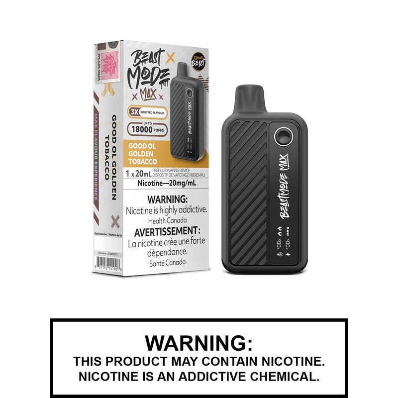 Good Ol Golden Tobacco Flavour Beast Beast Mode Max Disposable Vape