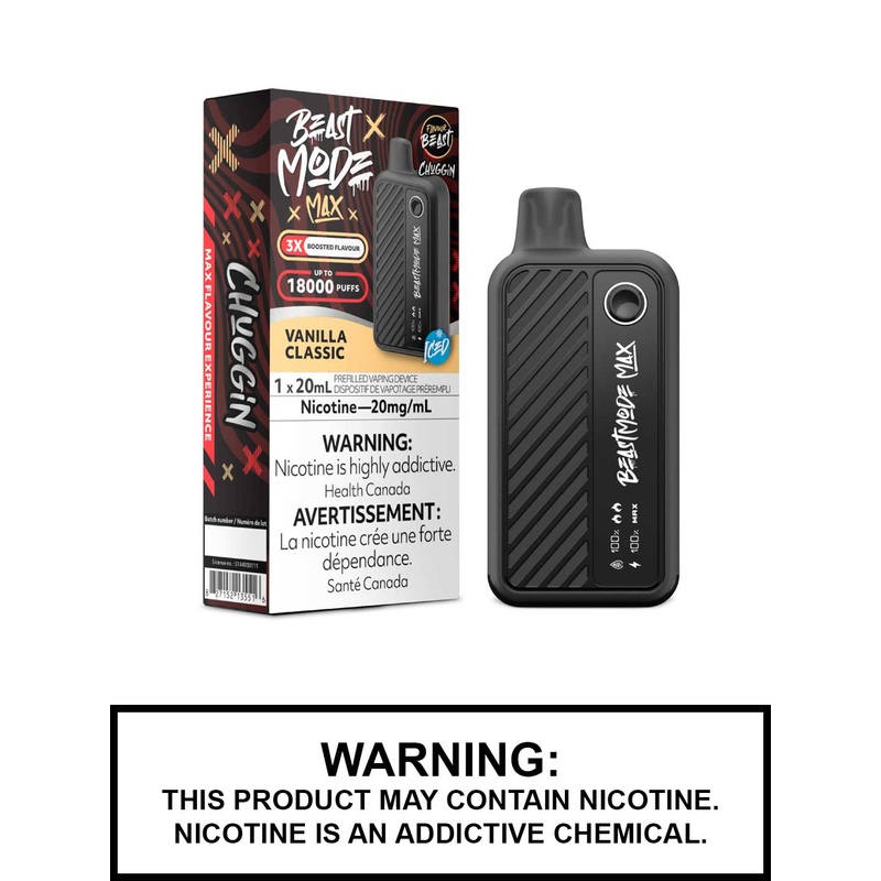 Vanilla Classic Iced Chuggin Flavour Beast Beast Mode Max Disposable Vape
