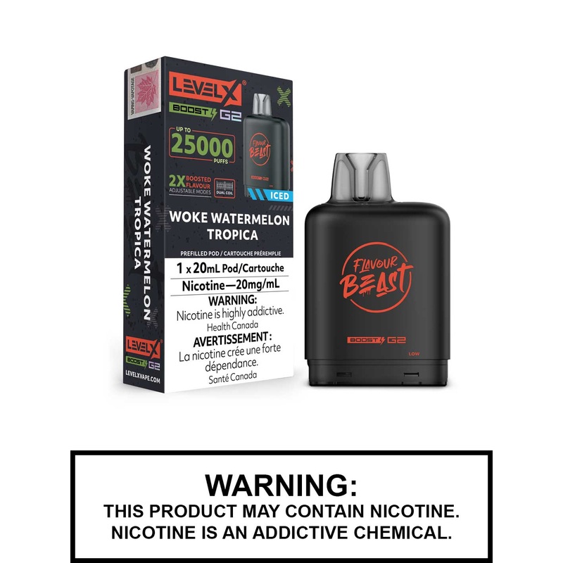Woke Watermelon Tropica Iced Flavour Beast Level X Boost G2 Pods