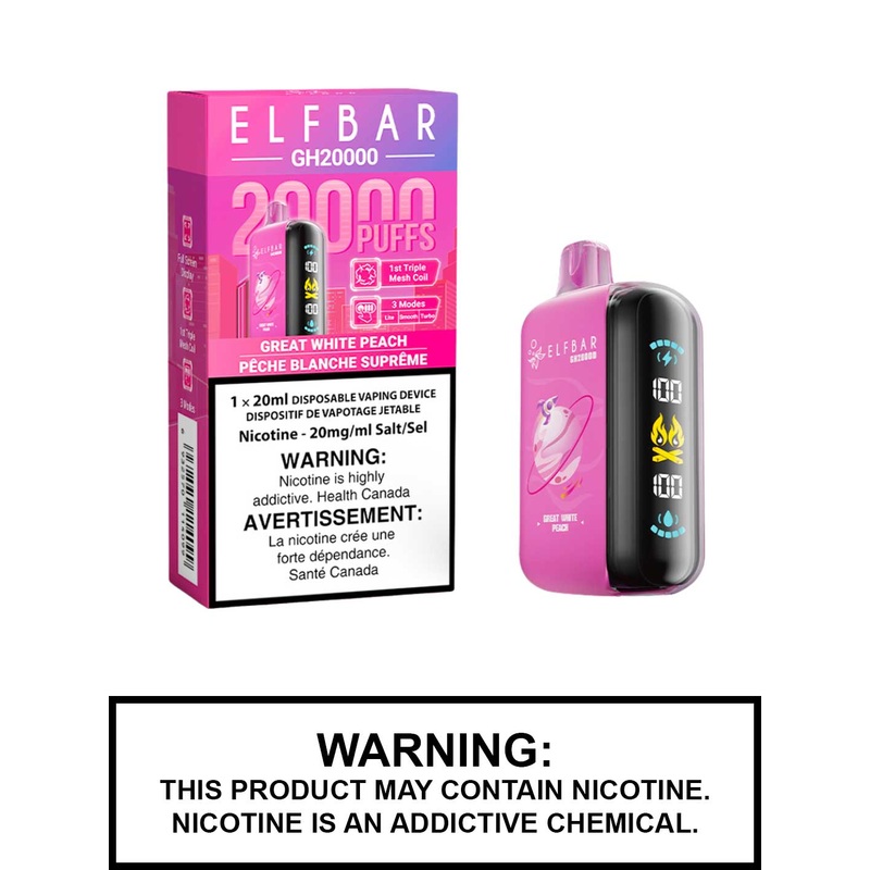 Great White Peach Elf Bar GH20000 Disposable Vape