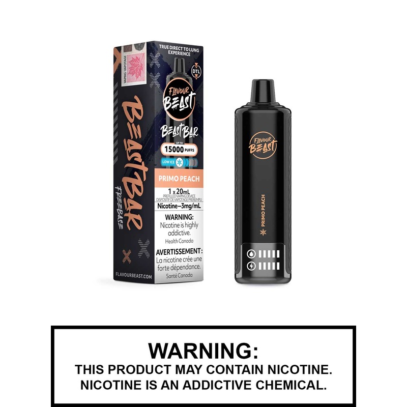 Primo Peach Low Ice Flavour Beast Beast Bar 15K Disposable Vape