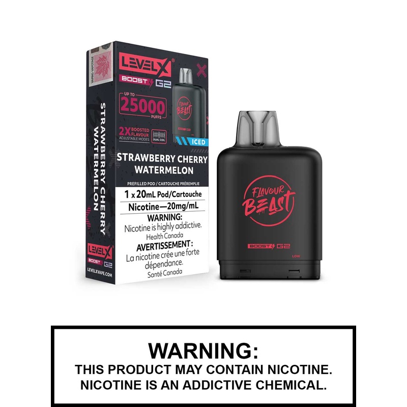 Strawberry Cherry Watermelon Iced Flavour Beast Level X Boost G2 Pods