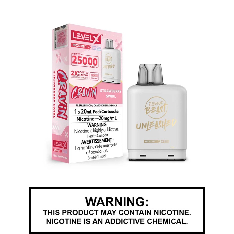 Strawberry Swirl Flavour Beast Unleashed Level X Boost G2 Pods