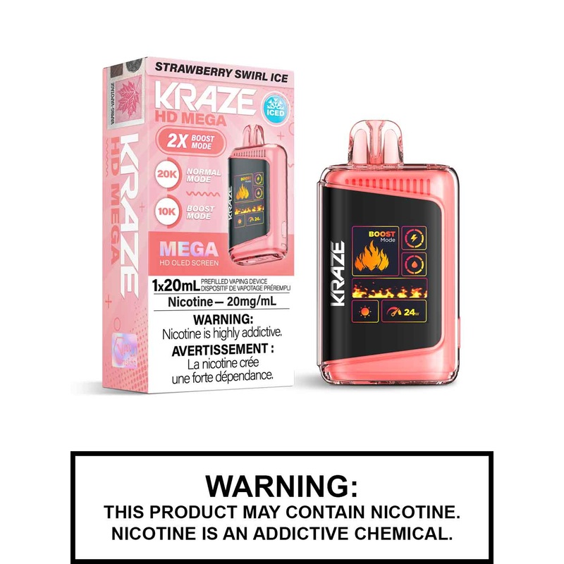 Strawberry Swirl Ice Kraze HD Mega Disposable Vape
