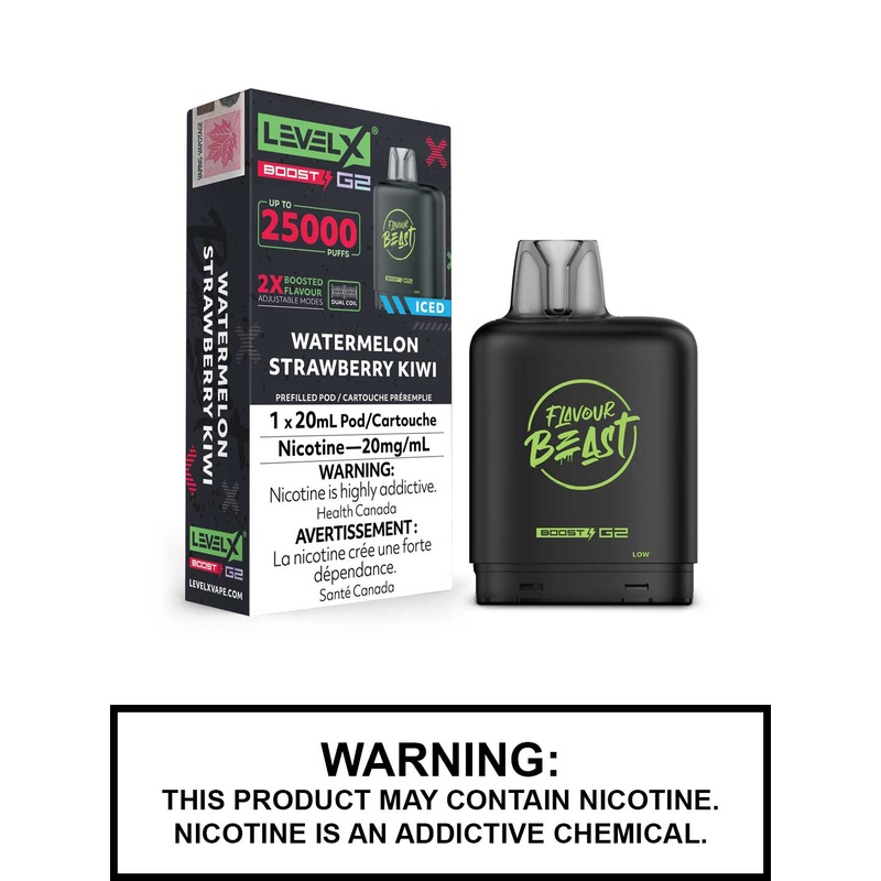 Watermelon Strawberry Kiwi Iced Flavour Beast Level X Boost G2 Pods