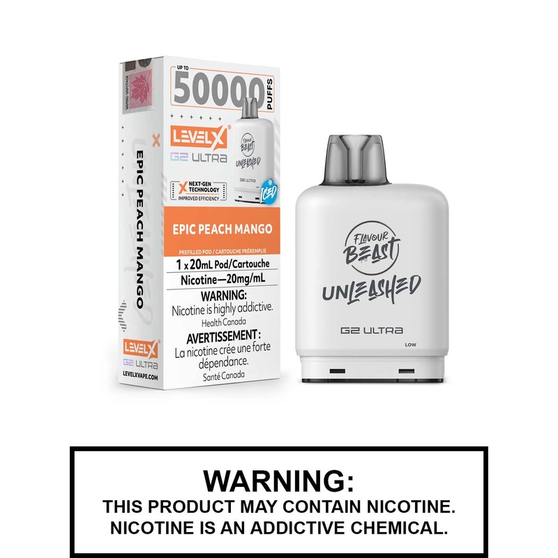 Epic Peach Mango Iced Flavour Beast Unleashed Level X Ultra Pods