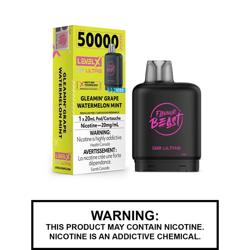 Gleamin Grape Watermelon Mint Iced Flavour Beast Level X Ultra Pods