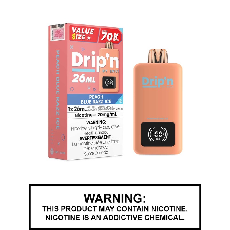 Peach Blue Razz Ice Drip’n 26mL Disposable Vape