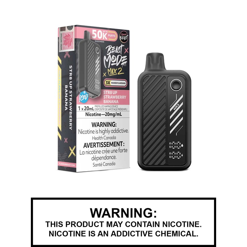Str8 Up Strawberry Banana Iced Flavour Beast Beast Mode Max 2 Disposable Vape