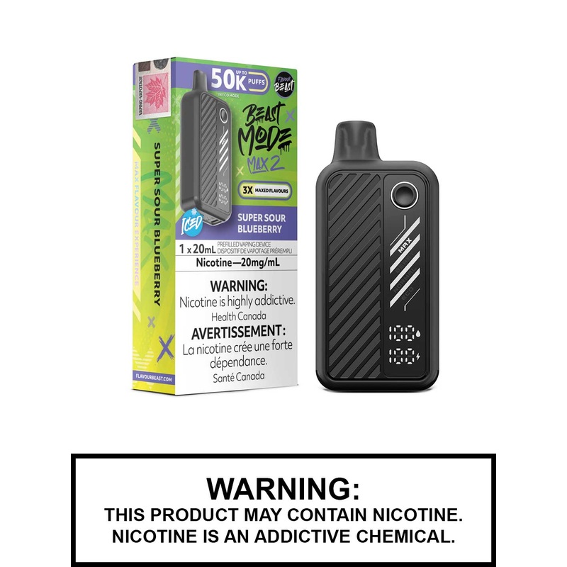 Super Sour Blueberry Iced Flavour Beast Beast Mode Max 2 Disposable Vape