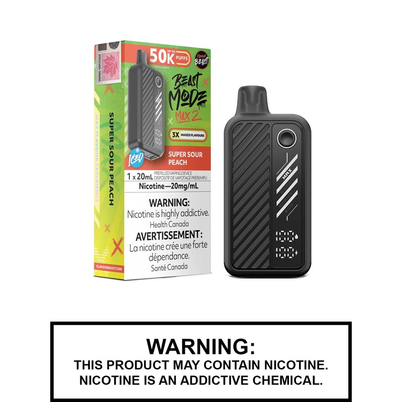 Super Sour Peach Iced Flavour Beast Beast Mode Max 2 Disposable Vape
