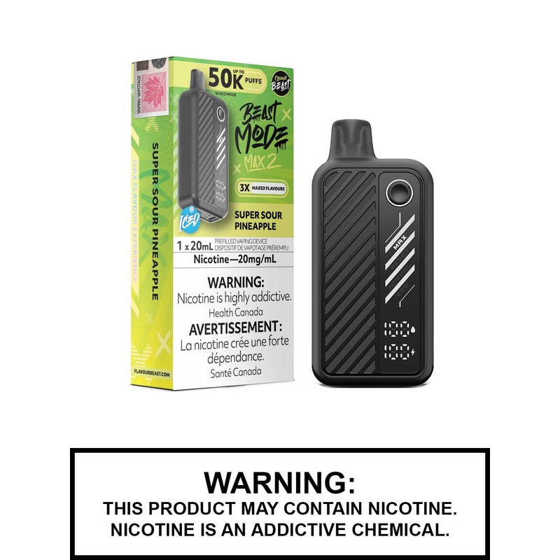 Super Sour Pineapple Iced Flavour Beast Beast Mode Max 2 Disposable Vape