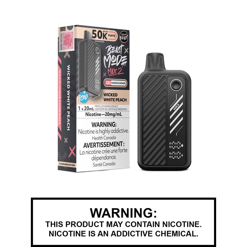 Wicked White Peach Iced Flavour Beast Beast Mode Max 2 Disposable Vape