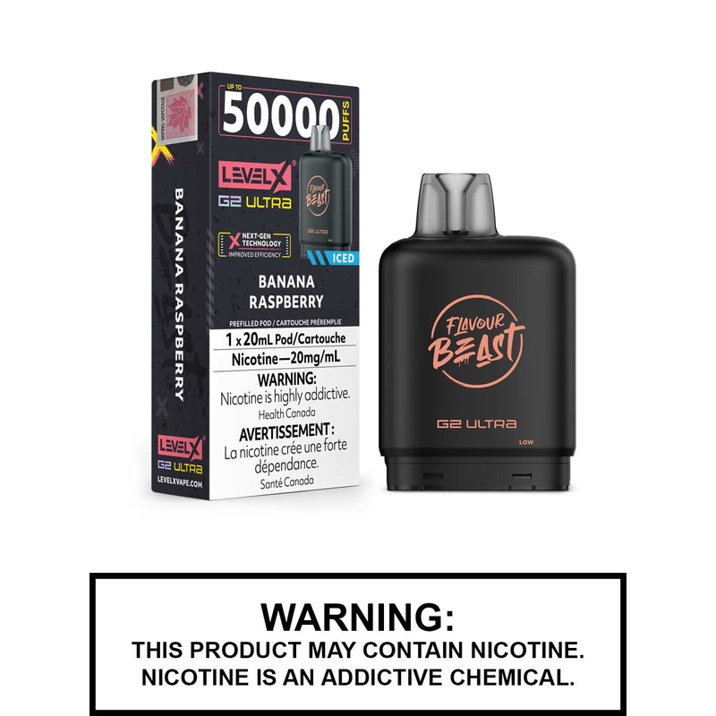 Banana Raspberry Iced Flavour Beast Level X Ultra Pods