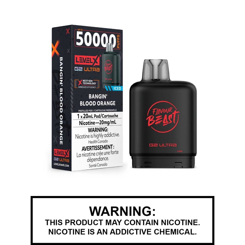 Bangin Blood Orange Iced Flavour Beast Level X Ultra Pods
