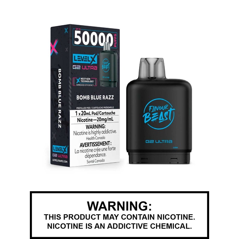 Bomb Blue Razz Flavour Beast Level X Ultra Pods