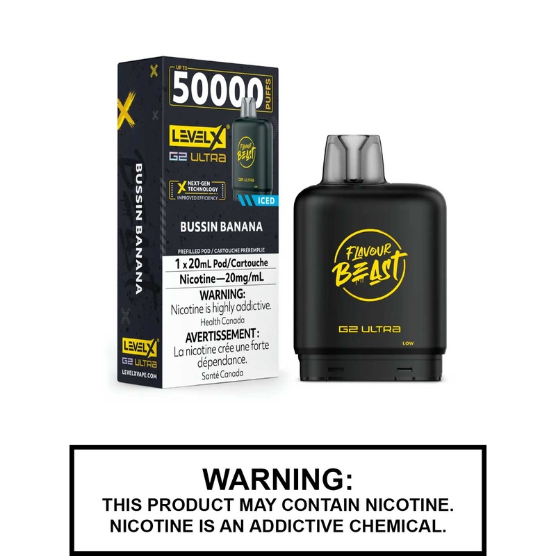 Bussin Banana Iced Flavour Beast Level X Ultra Pods