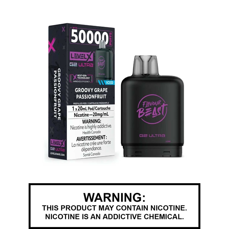Groovy Grape Passionfruit Iced Flavour Beast Level X Ultra Pods