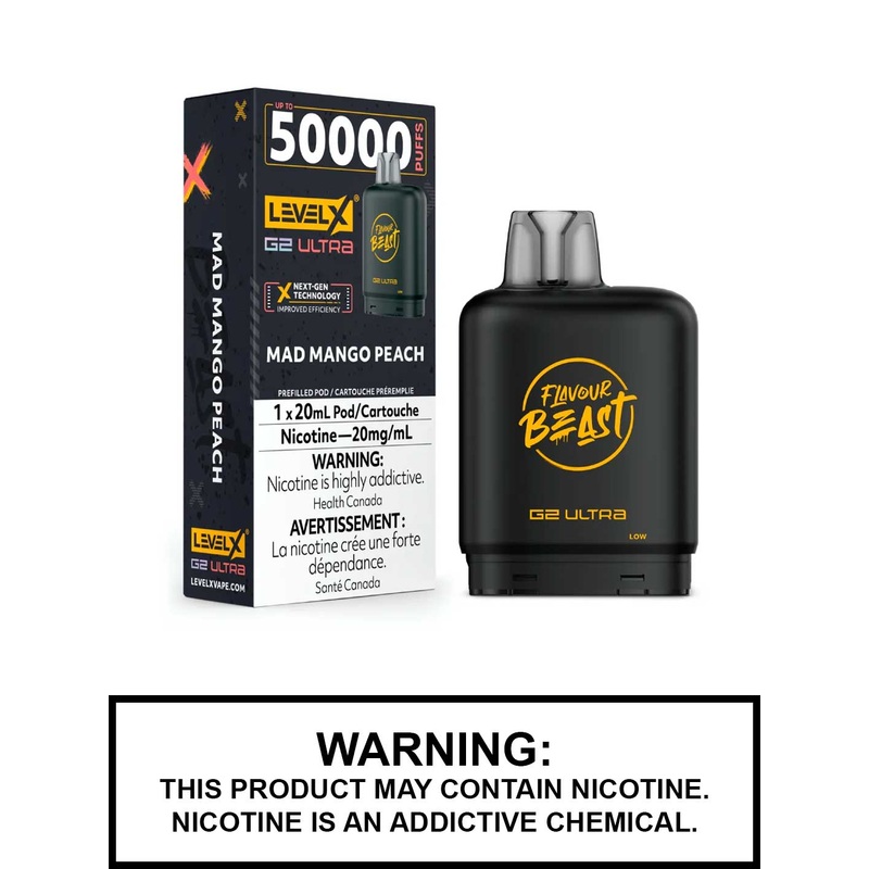 Mad Mango Peach Flavour Beast Level X Ultra Pods