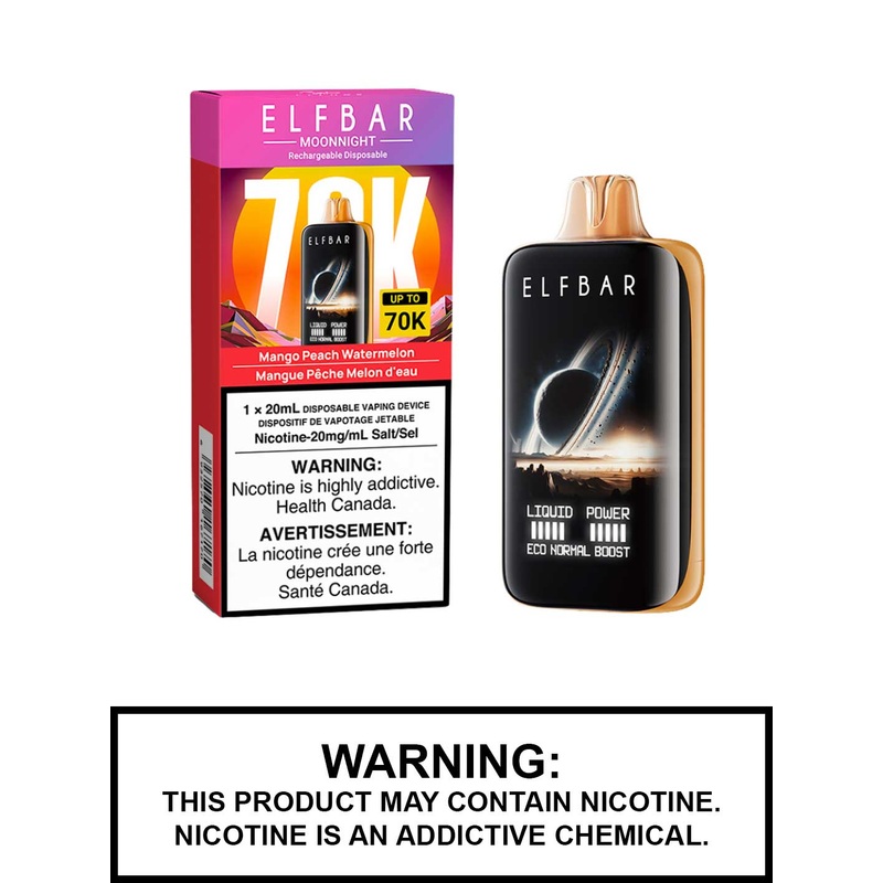 Mango Peach Watermelon Elf Bar MoonNight 70K Disposable Vape