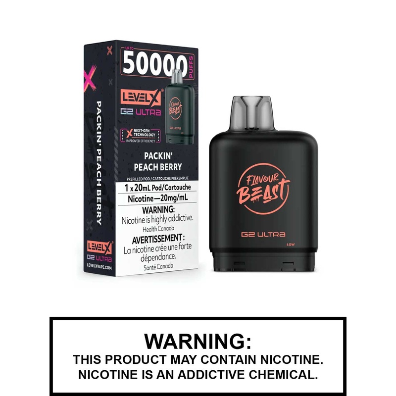 Packin Peach Berry Flavour Beast Level X Ultra Pods