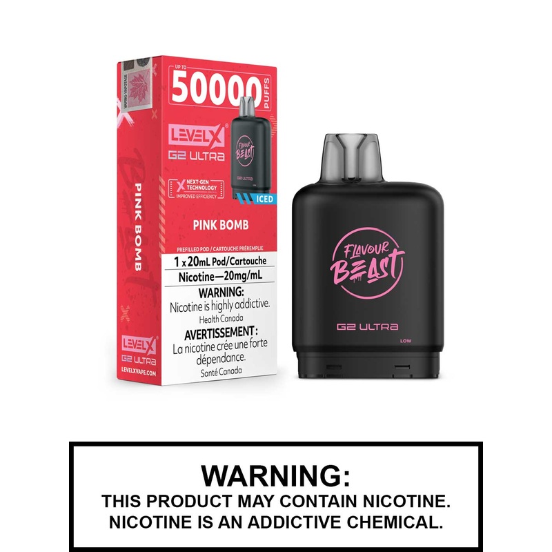 Pink Bomb Iced Flavour Beast Level X Ultra Pods