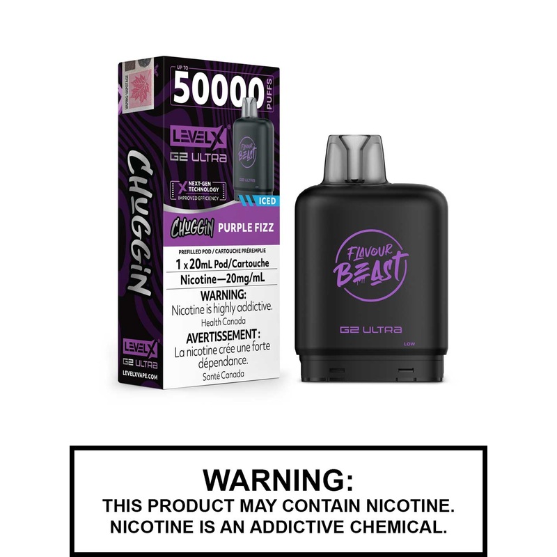 Purple Fizz Iced Chuggin Flavour Beast Level X Ultra Pods