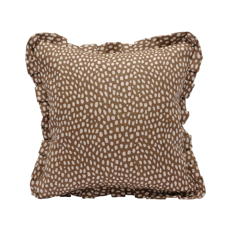 Spotty Tobacco Cushion Cover – Ruffles – 50x50cm