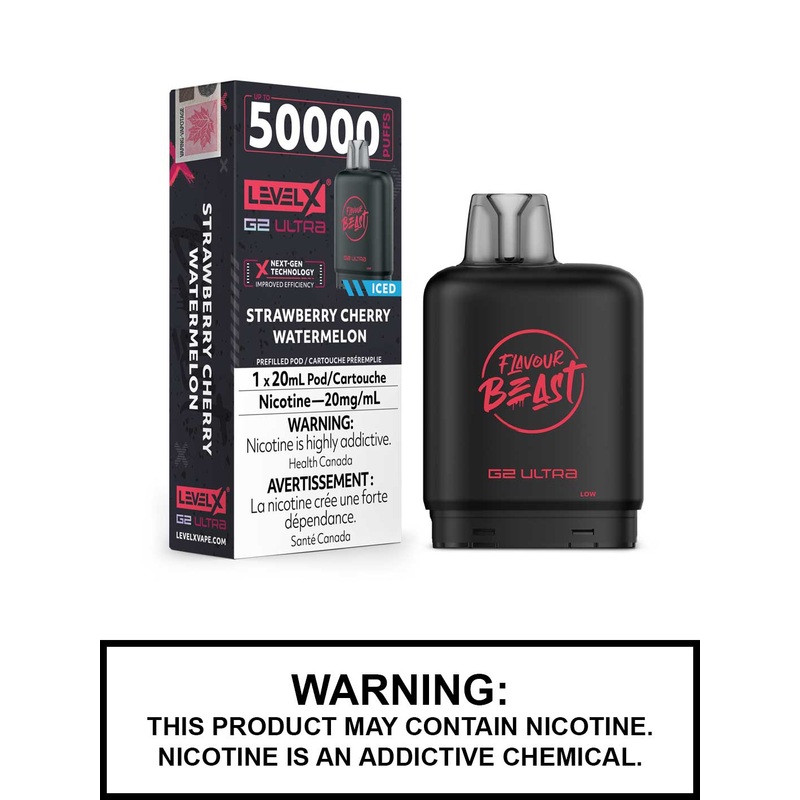 Strawberry Cherry Watermelon Iced Flavour Beast Level X Ultra Pods