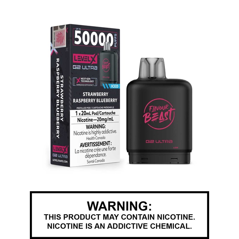 Strawberry Raspberry Blueberry Iced Flavour Beast Level X Ultra Pods