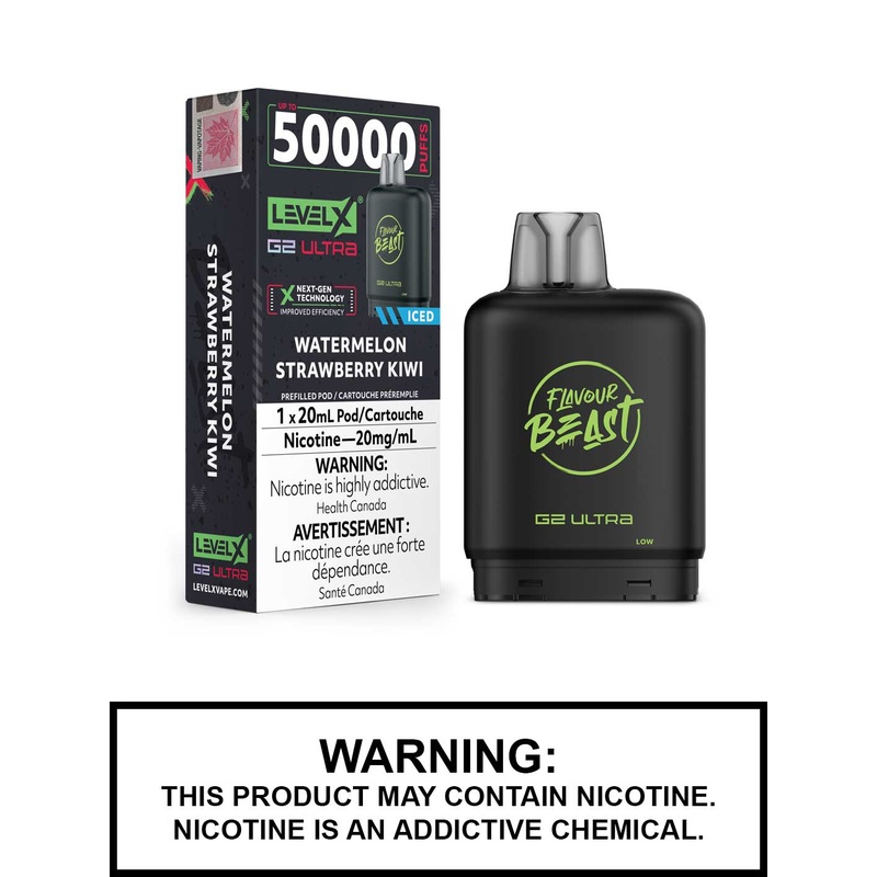 Watermelon Strawberry Kiwi Iced Flavour Beast Level X Ultra Pods