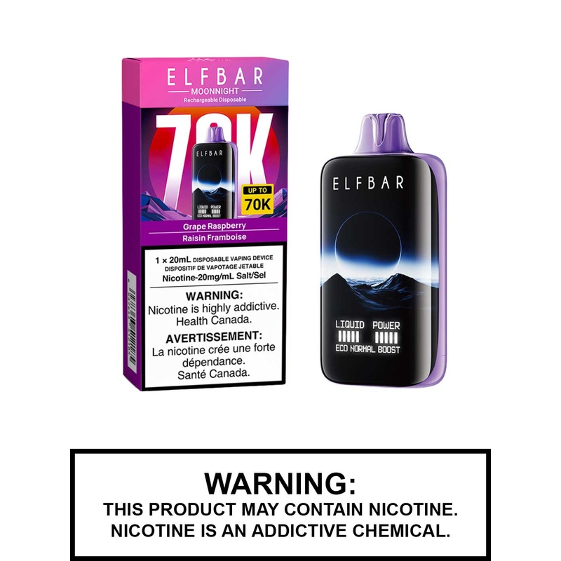 Grape Raspberry Elf Bar MoonNight 70K Disposable Vape