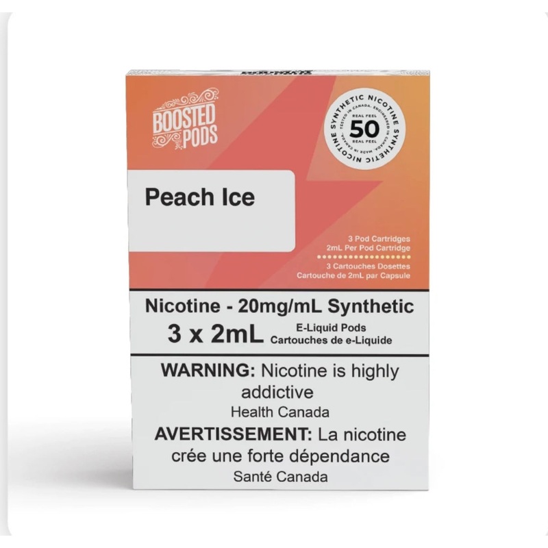 Boosted pods STLTH Compatible – Frosty Peach P- 50MG HIT – Synthetic Nicotine