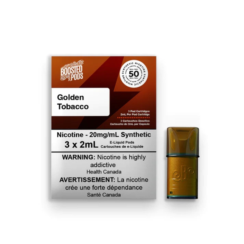 Boosted pods STLTH Compatible – Golden Era Tobacco – 50MG HIT – Synthetic Nicotine