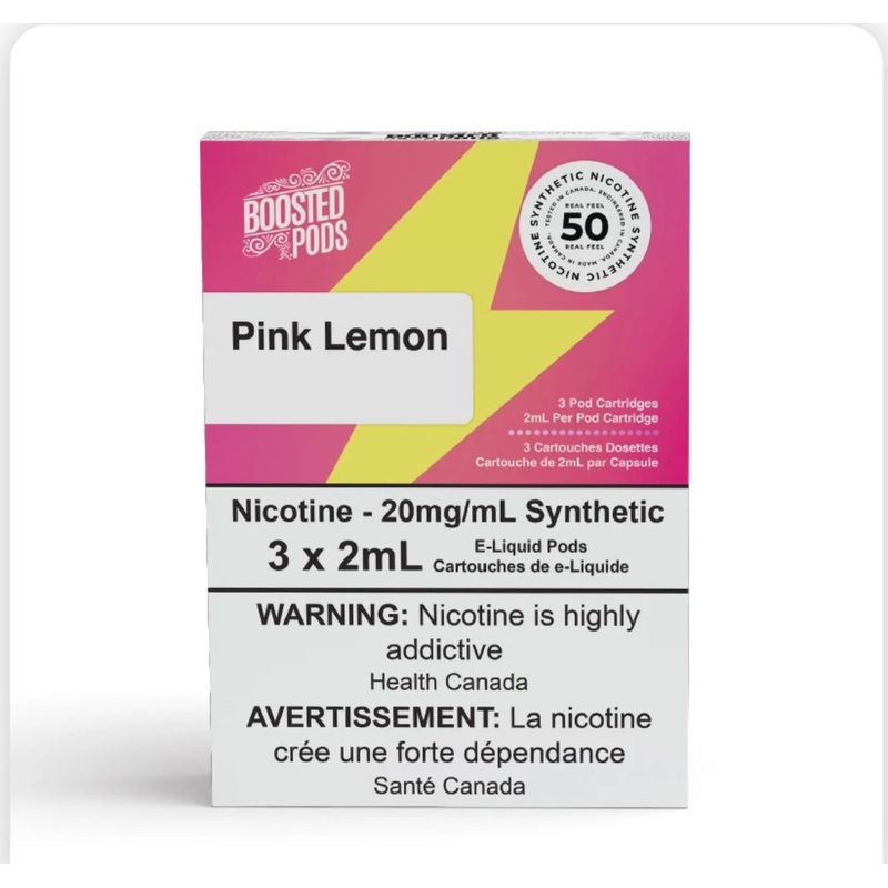 Boosted pods STLTH Compatible – Pink Lemon – 50MG HIT – Synthetic Nicotine