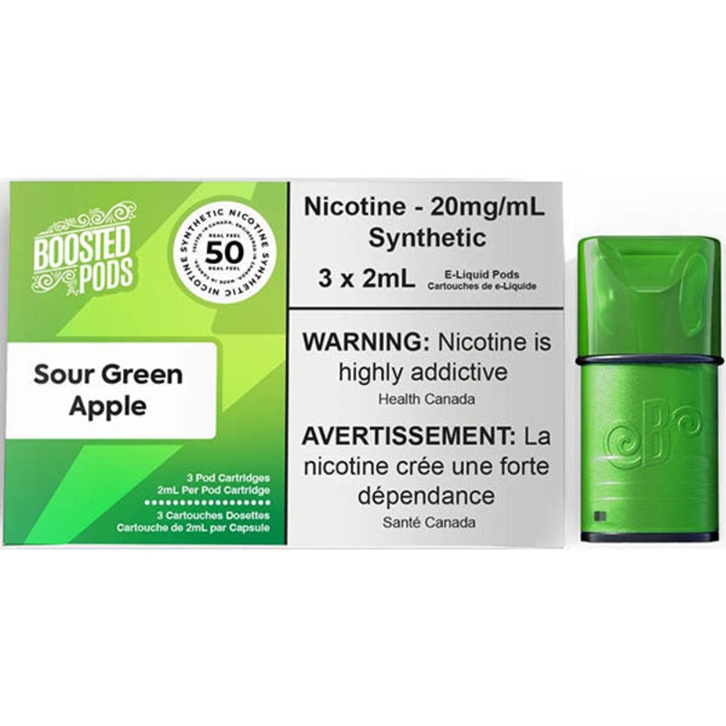 Boosted pods STLTH Compatible –  Green Apple – 50MG HIT – Synthetic Nicotine