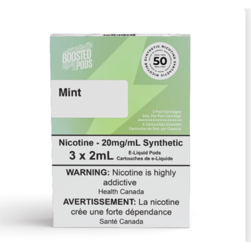 Boosted pods STLTH Compatible – Mint – 50MG HIT – Synthetic Nicotine