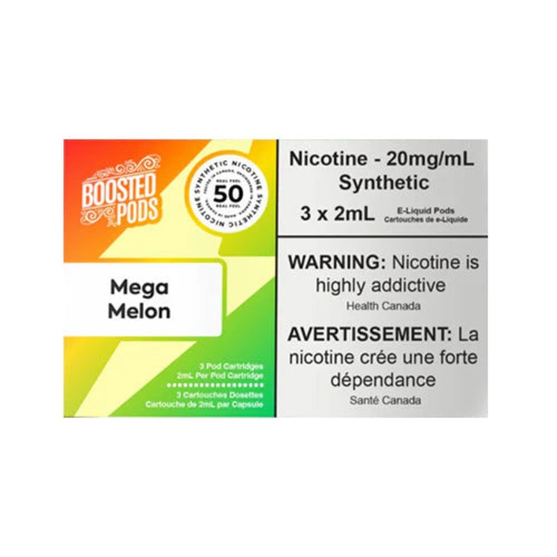 Boosted pods STLTH Compatible -Mega Melon – 50MG HIT – Synthetic Nicotine