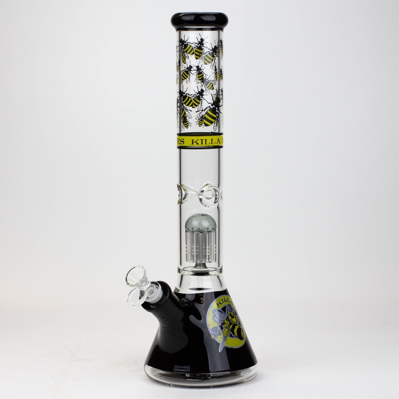 Glass Bong – PROTECT YA NECK (Killa Bees) -15.5 Inches Tree Arm Percolator Glass Bong