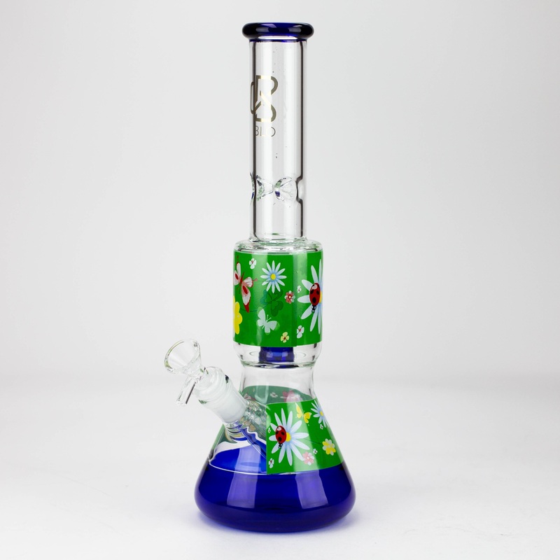 BLO –  13 Inches – Flower Decal Glass Bong