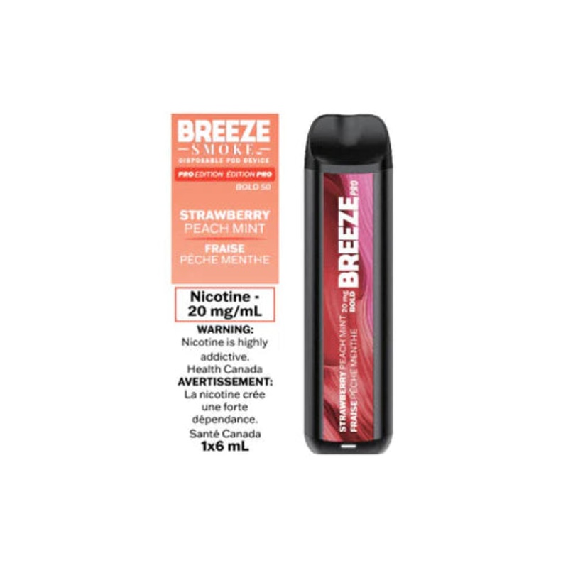 Breeze Pro Disposable Vape – Strawberry Peach Mint – 2000 Puffs – Zero Nicotine